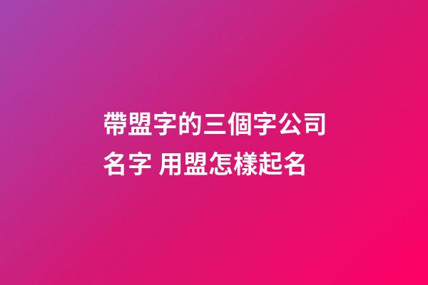 帶盟字的三個字公司名字 用盟怎樣起名-第1張-公司起名-玄機派